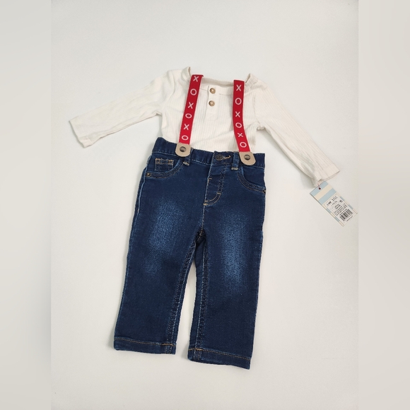 Cat & Jack Other - Cat‎ & Jack Valentines set jeans and suspenders Size 3-6 Months NWT